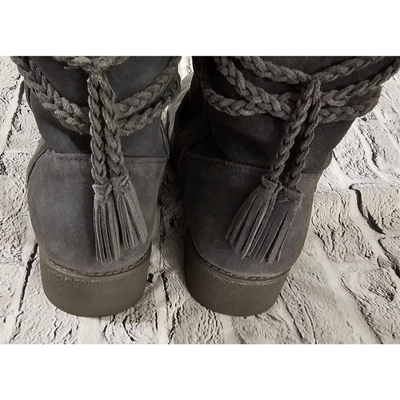 Abeo Blaine Suede Sheepskin Mid Gray Calf Boots WOMENS SIZE 10 - Picture 11 of 14